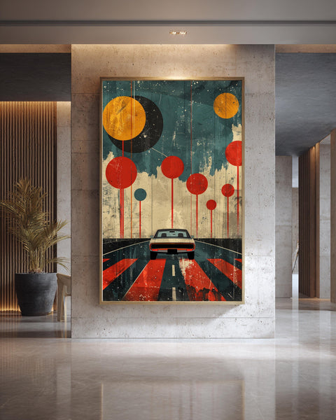 Retro Road Art, Vintage Car Print, 60s Mid-Century Poster, Framed Unframed or Digital