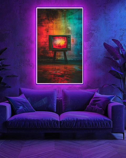 Retro TV Wall Art, Vintage Color Bars Print, 80s Glitch Nostalgia, Framed Unframed or Digital