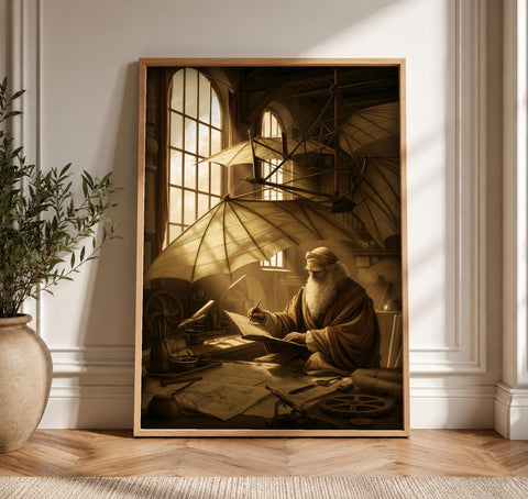 Aviation Wall Art, Da Vinci Flying Machine, Renaissance Print, Framed Unframed or Digital