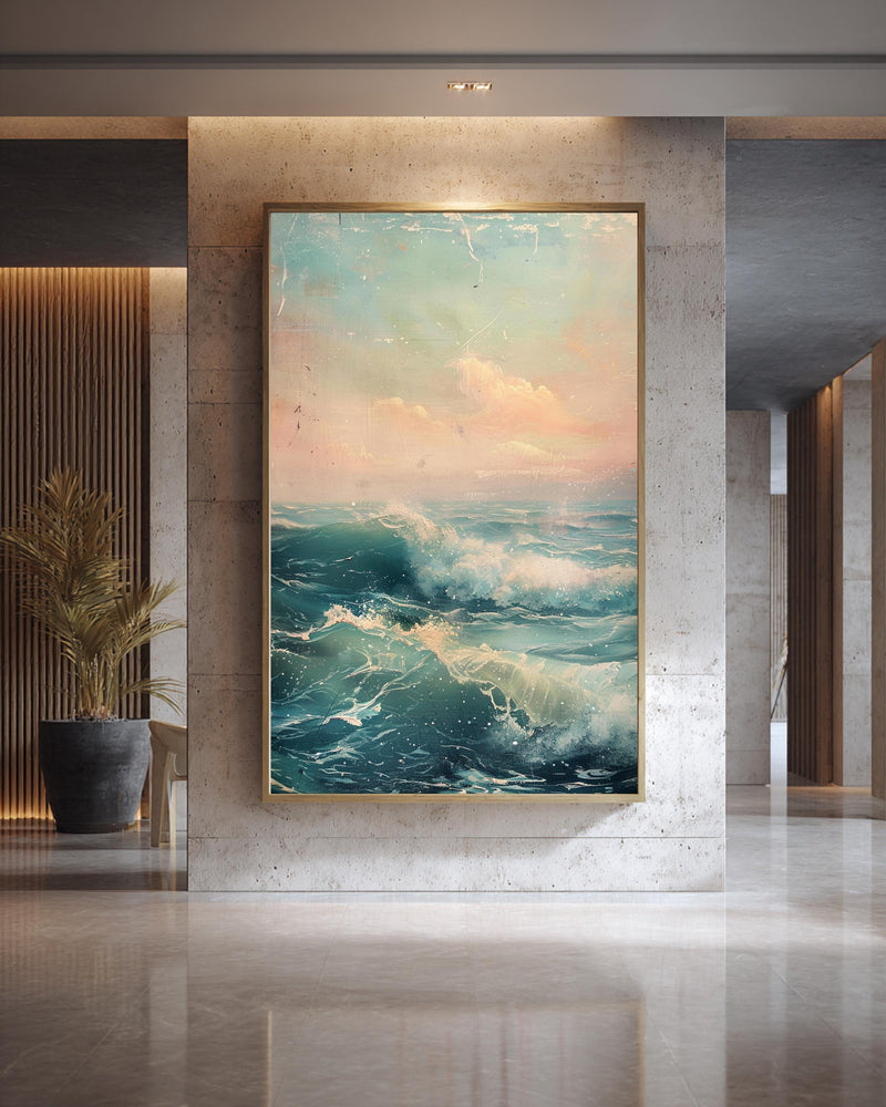 Vintage ocean wave seascape representing Coastal and Ocean artwork