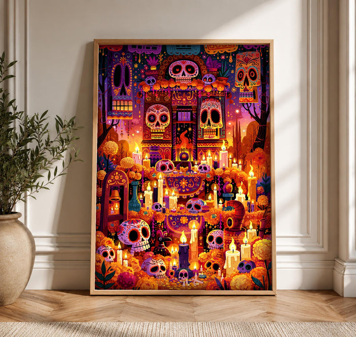 Mexican folk art Day of the Dead print