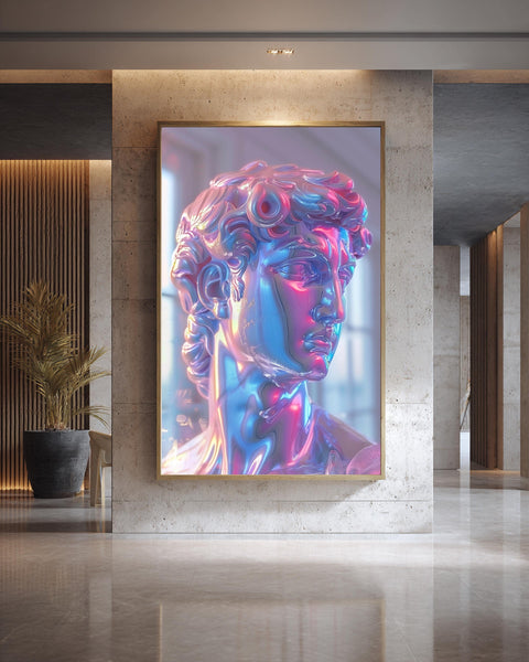Vaporwave Greek Statue, Neon Bust Retro Poster, Framed Unframed or Digital