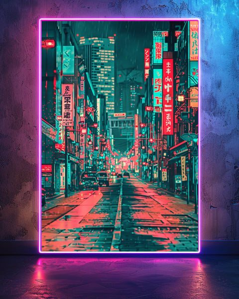 Tokyo Poster, Neon Synthwave City Print, Retro Japan, Framed Unframed or Digital