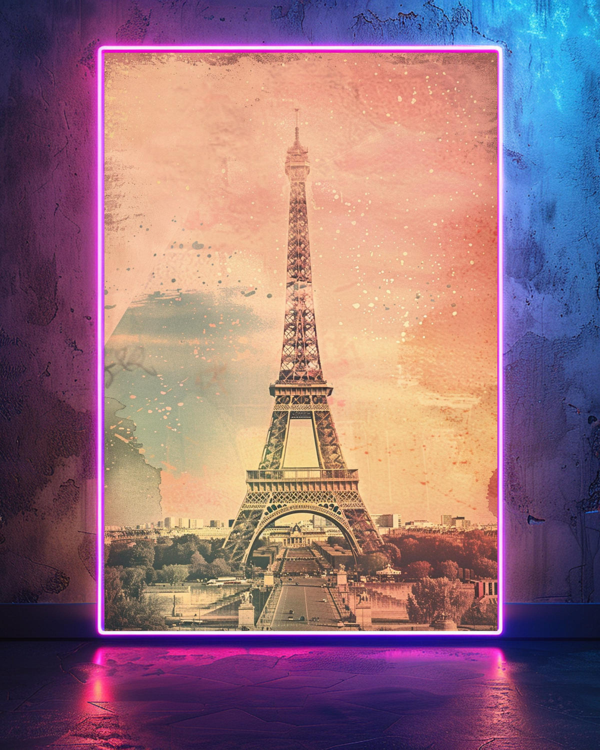 Retro Travel Poster, Paris Wall Art, Vintage Eiffel Tower Print, Framed Unframed or Digital