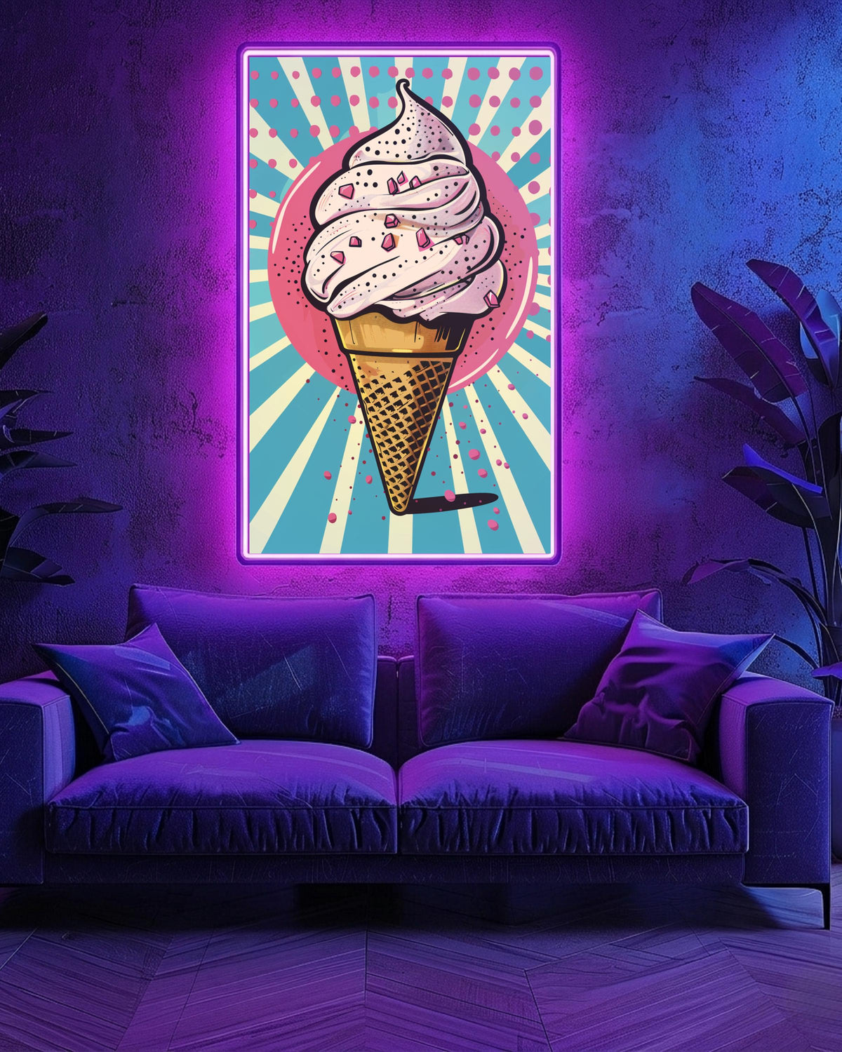 Retro Ice Cream Art, Pop Art Poster, Comic Dessert Print, Framed Unframed or Digital