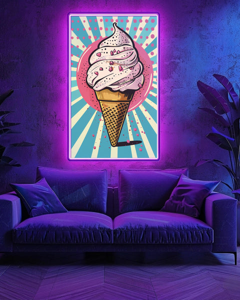 Retro Ice Cream Art, Pop Art Poster, Comic Dessert Print, Framed Unframed or Digital