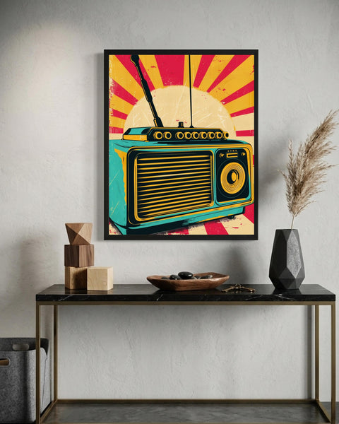 Retro Radio Pop Art, Vintage 1960s Music Poster, Framed Unframed or Digital