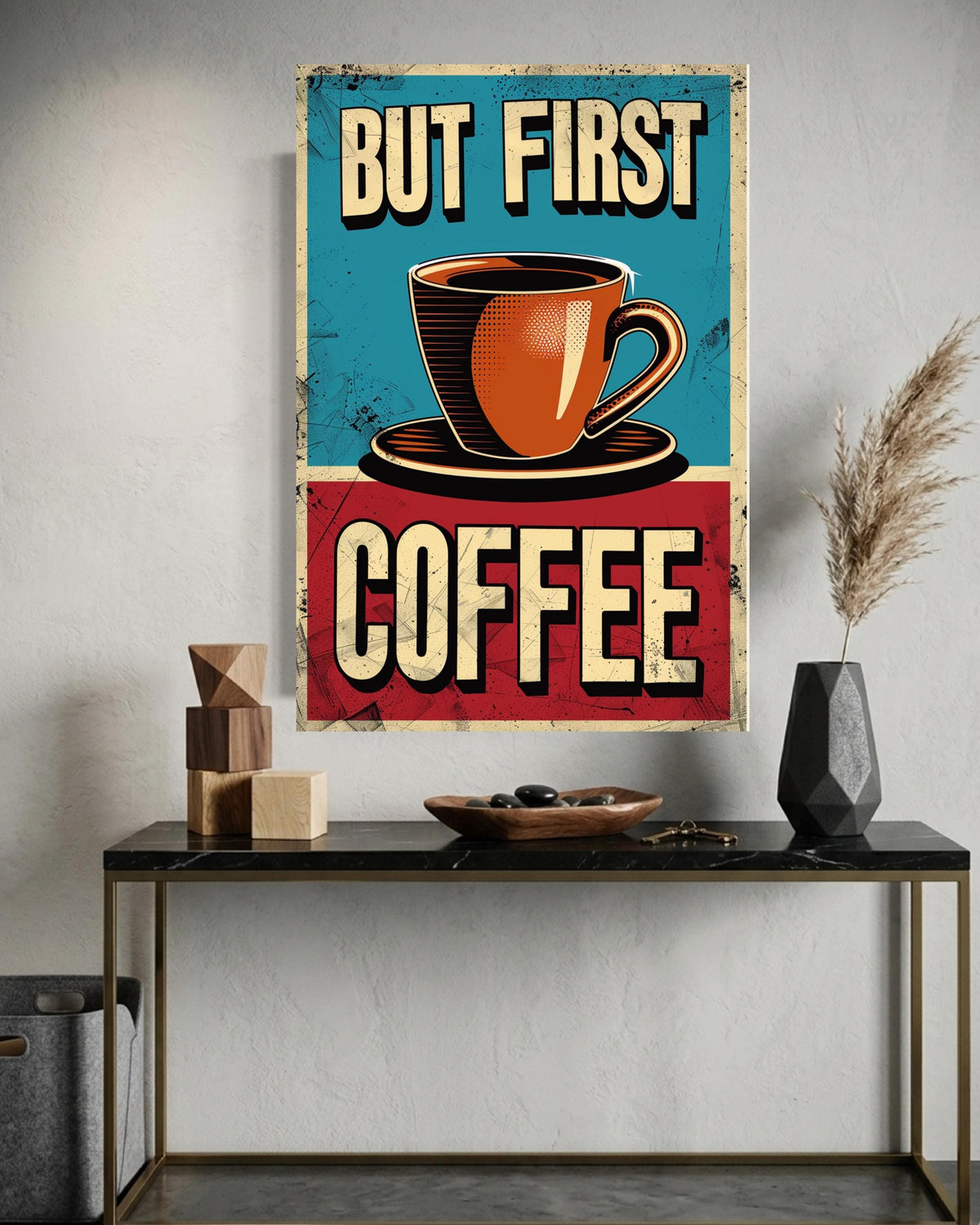 Retro Coffee Art, Pop Art Poster, Comic Halftone Print, Framed Unframed or Digital
