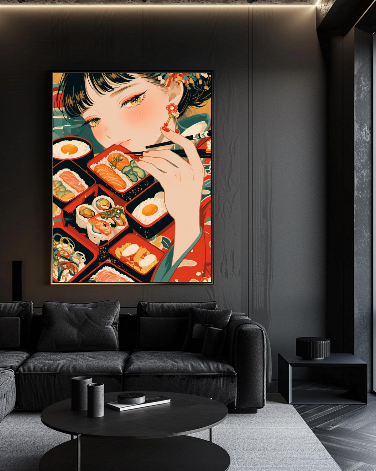 Cute Anime Bento Box Poster Print, Vintage Japanese Packaging Style, Kawaii Food Illustration, Nostalgic Retro Anime Wall Art