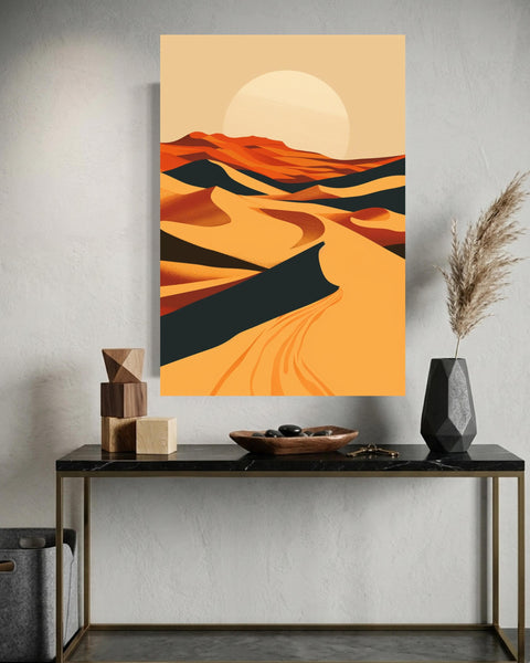 Retro Travel Poster, Death Valley Desert Dunes Print, Vintage Minimalist, Framed Unframed or Digital