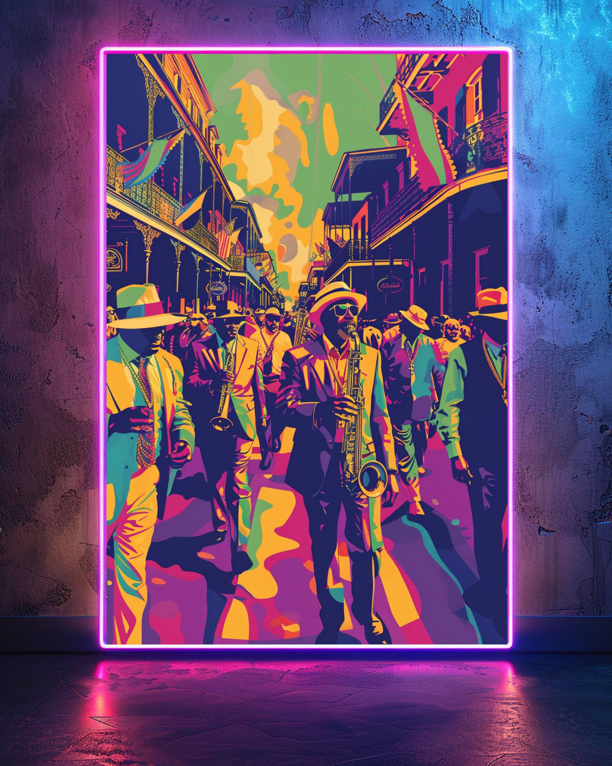 New Orleans Jazz Art, Mardi Gras Retro Poster, Vintage Parade Print, Framed Unframed or Digital