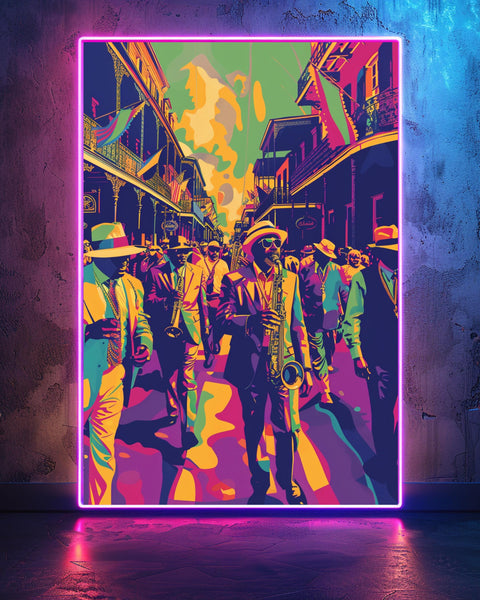 New Orleans Jazz Art, Mardi Gras Retro Poster, Vintage Parade Print, Framed Unframed or Digital