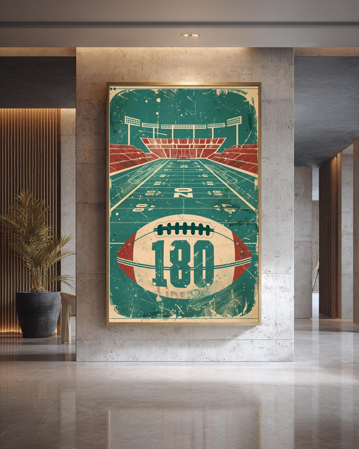 Retro Football Art, Vintage Stadium Poster, Game Day Print, Framed Unframed or Digital
