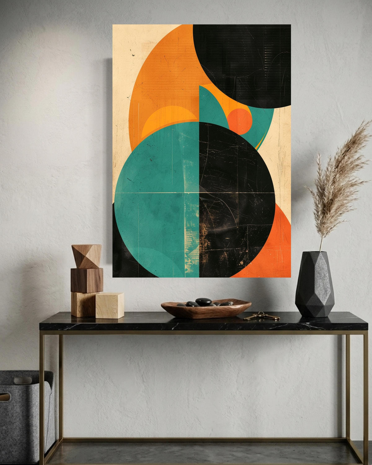 Retro Wall Art, Mid Century Modern Bauhaus Print, Geometric Poster, Framed Unframed or Digital
