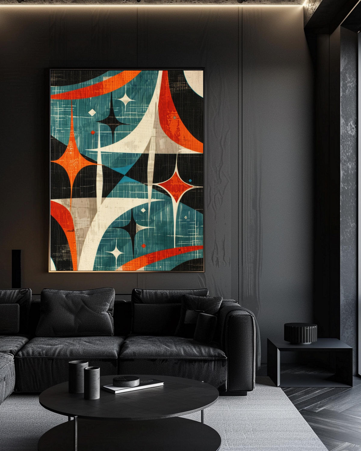 Retro Wall Art, Atomic Age Starburst Mid Century Print, Framed Unframed or Digital