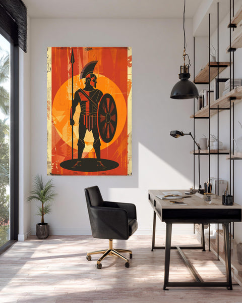 Greek Mythology Art, Ares God of War Print, Bold Geometric Poster, Framed Unframed or Digital