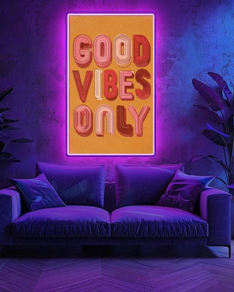 Good Vibes Only Wall Art, Groovy Typography Poster, 70s Retro Print, Psychedelic Quote Decor, Funky Minimalist Gloss Print
