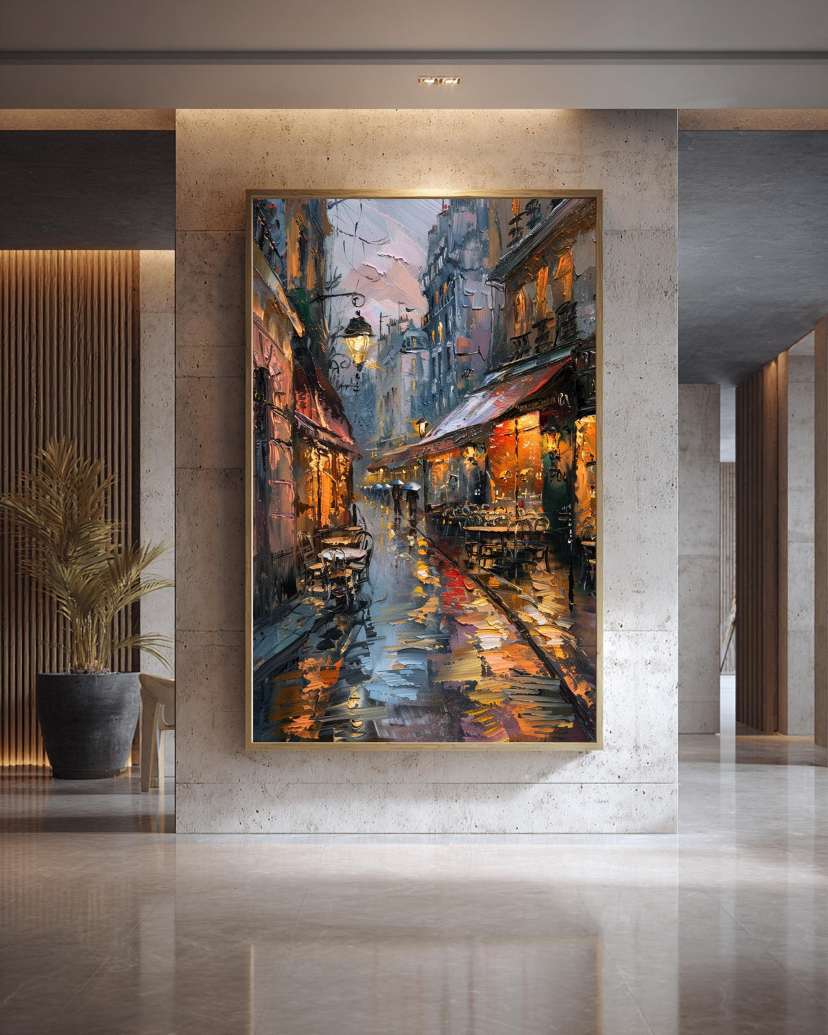 Paris Wall Art, Rainy French Cafe Street Print, Vintage 1920s, Framed Unframed or Digital