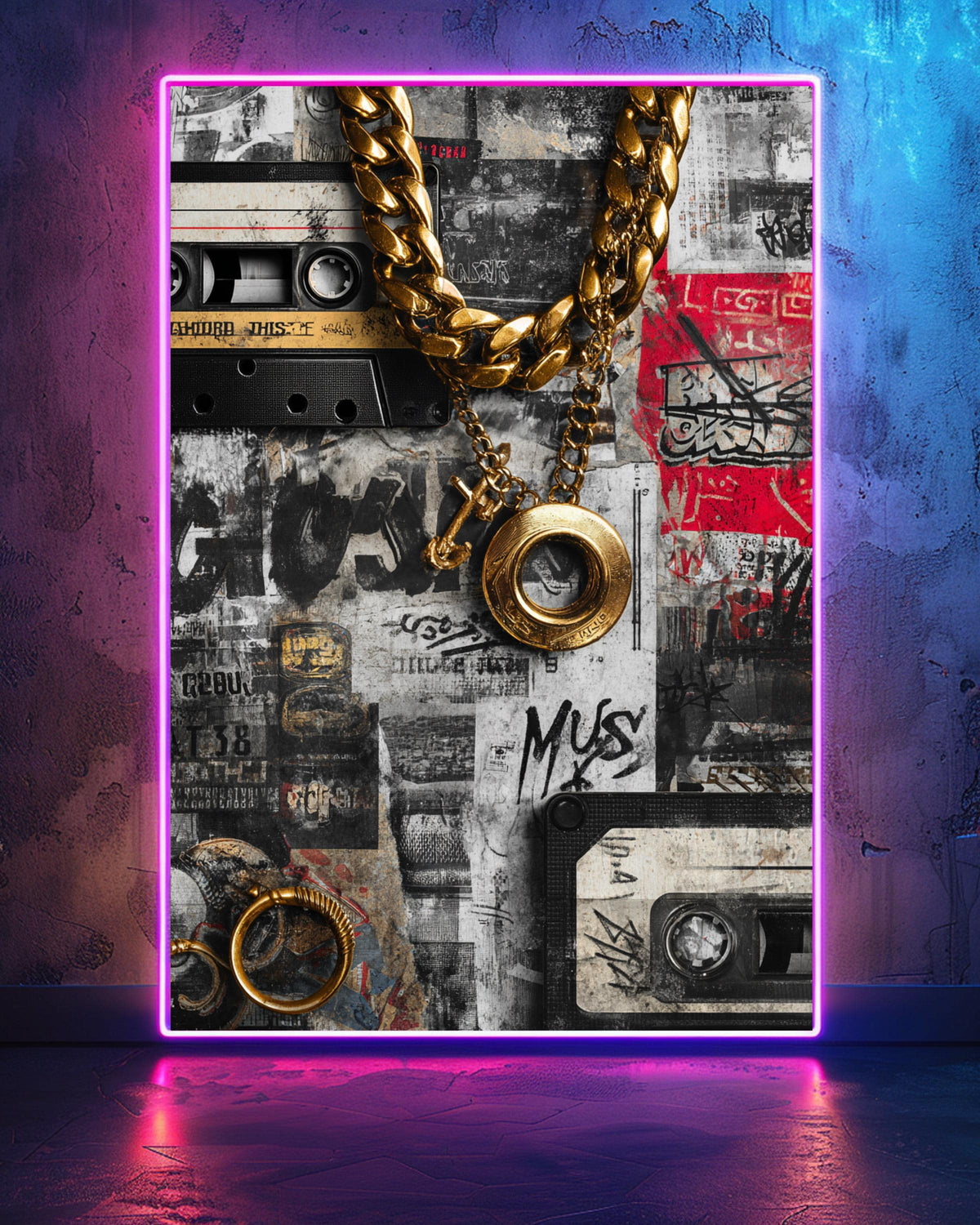 Hypebeast Decor Wall Art, 90s Hip Hop Cassette Tape Print, Framed Unframed or Digital