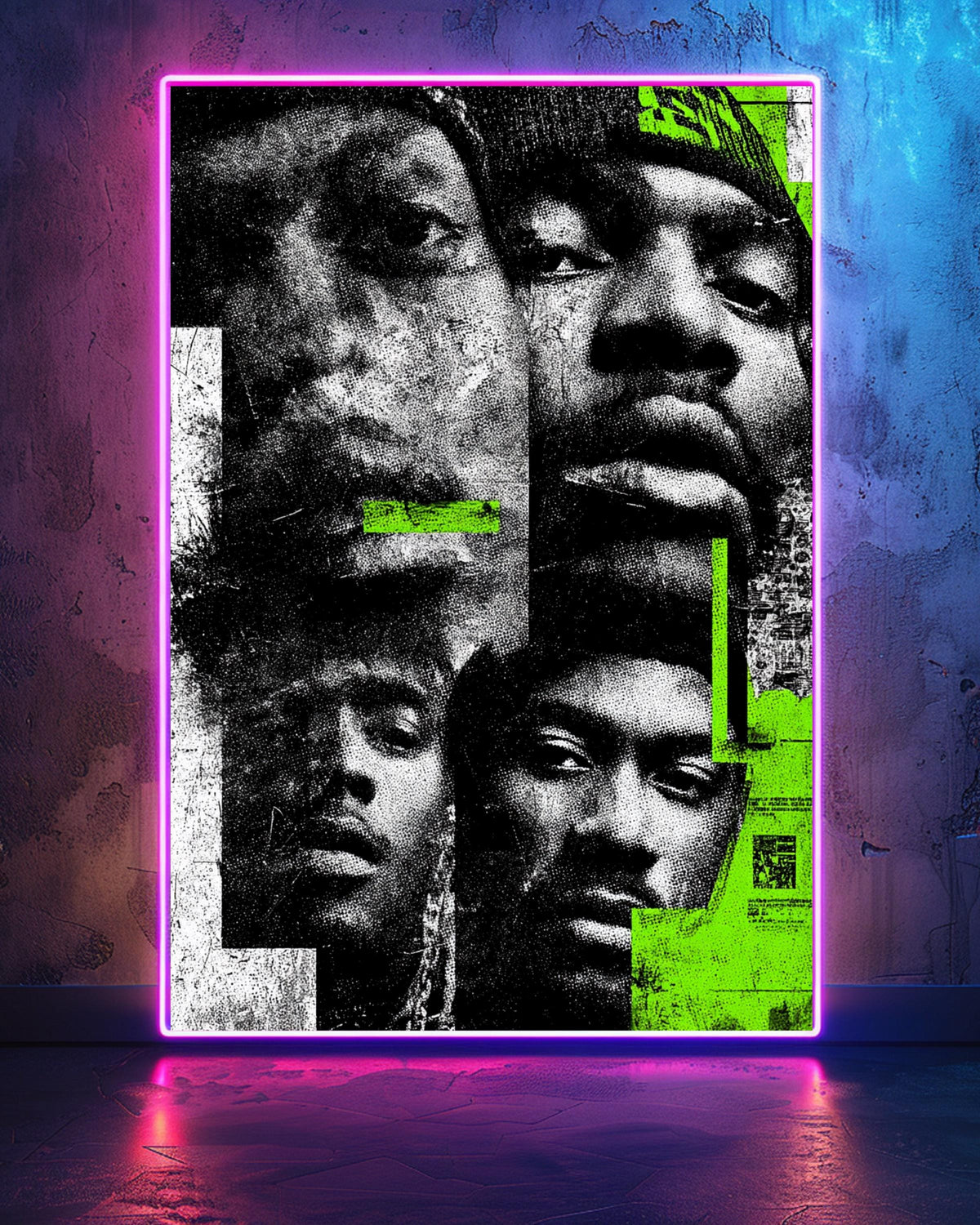 Hypebeast Decor, Black Culture Art, Halftone Musician Collage Poster, Framed Unframed or Digital