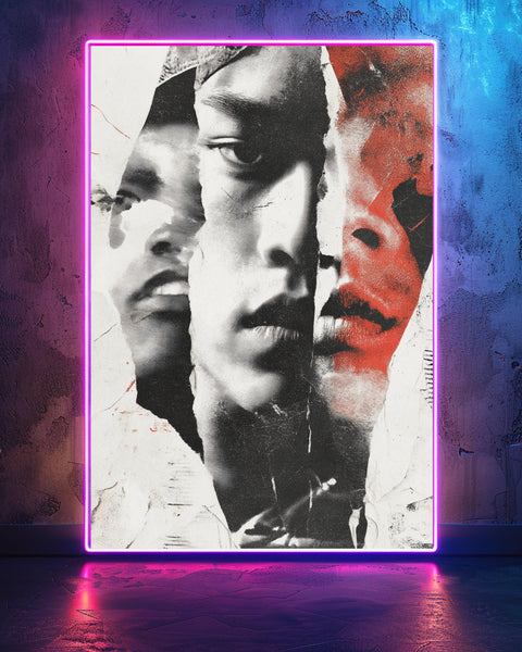 Hypebeast Decor, Grunge Hip Hop Portrait, Ripped Collage Print, Framed Unframed or Digital