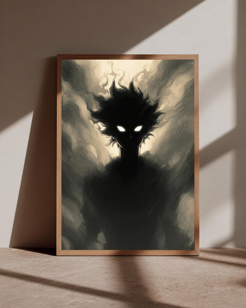 Dark Fantasy Art, Glowing Eyes Demon Silhouette, Anime Shadow Print, Framed Unframed or Digital