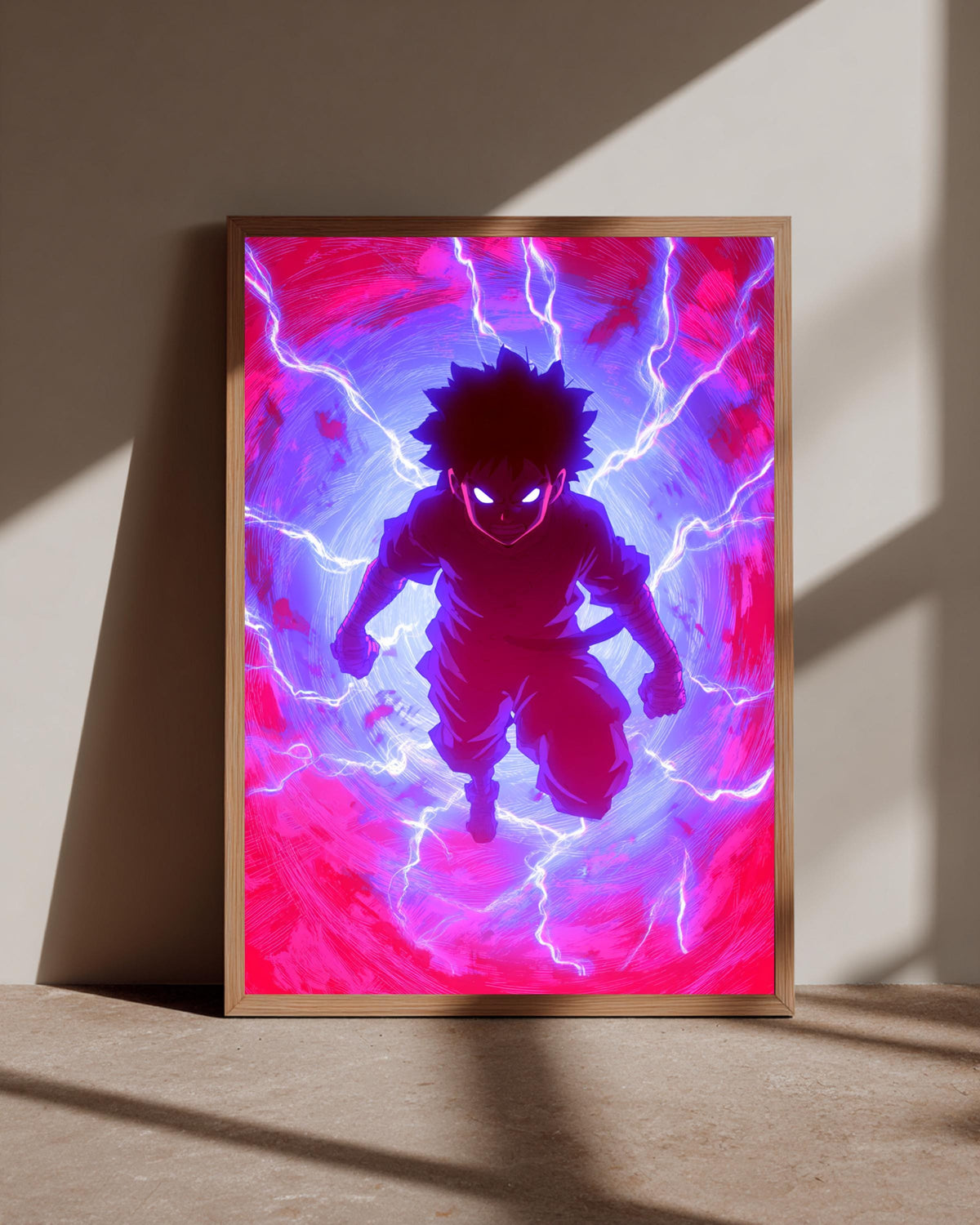 Hypebeast Decor, Shonen Warrior Lightning Anime Print, Retro Poster, Framed Unframed or Digital