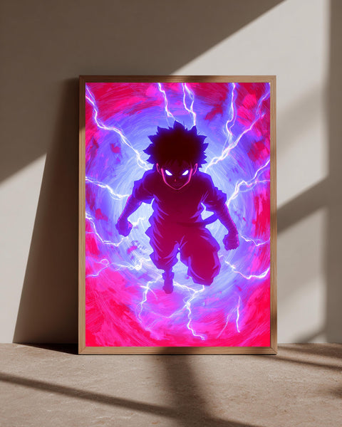Hypebeast Decor, Shonen Warrior Lightning Anime Print, Retro Poster, Framed Unframed or Digital