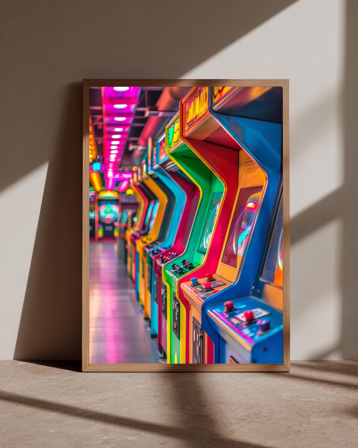 Retro Arcade Wall Art, Neon 80s Gaming Poster, Gamer Room Decor, Framed Unframed or Digital