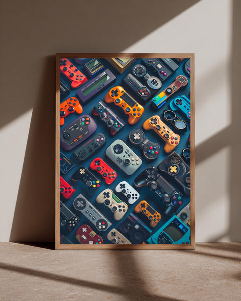 Gaming Controller Art, Retro Gamepad Poster, Gamer Gift, Framed Unframed or Digital