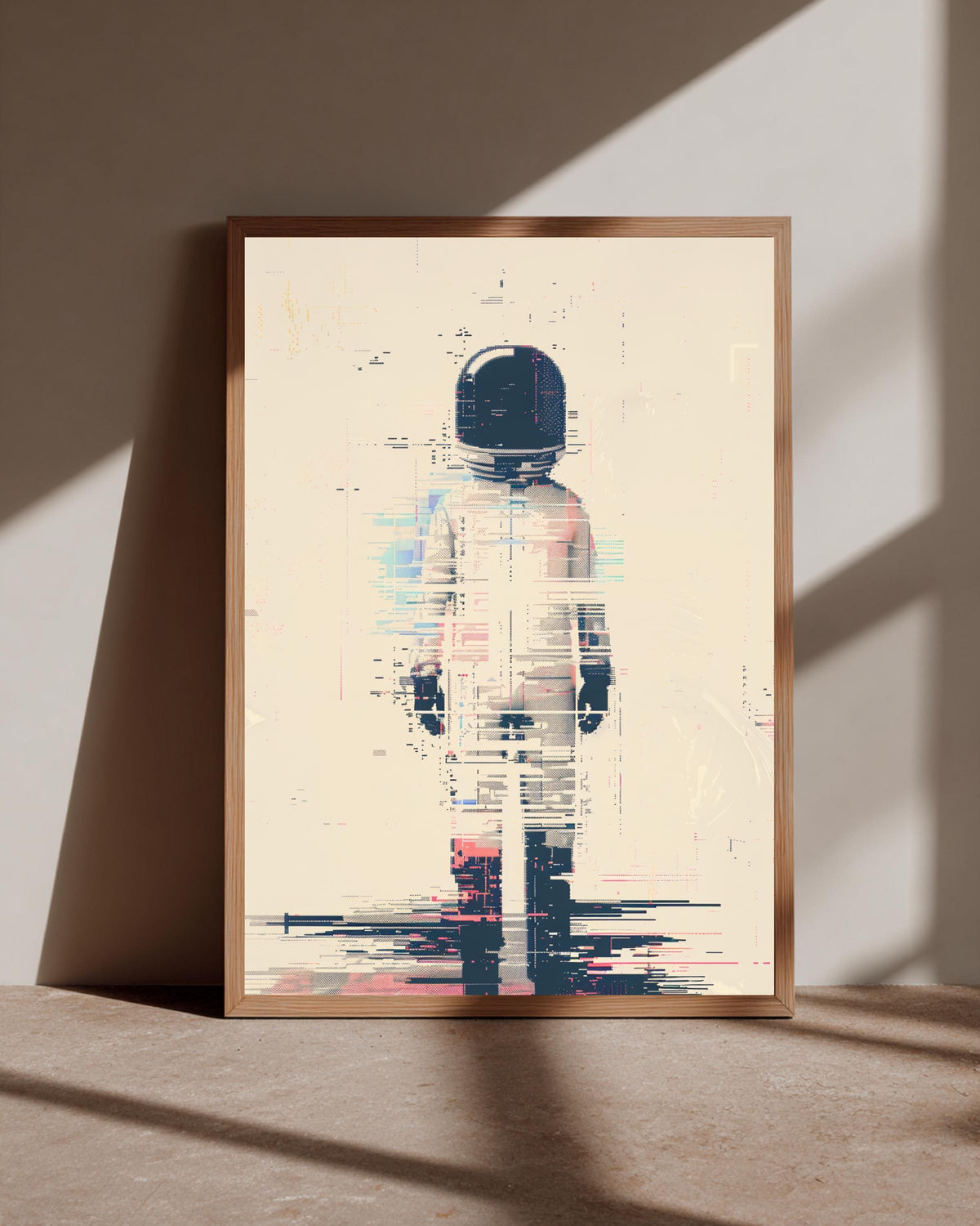 Glitch Art Astronaut, Spaceman Pixel Vaporwave Sci-Fi Print, Framed Unframed or Digital