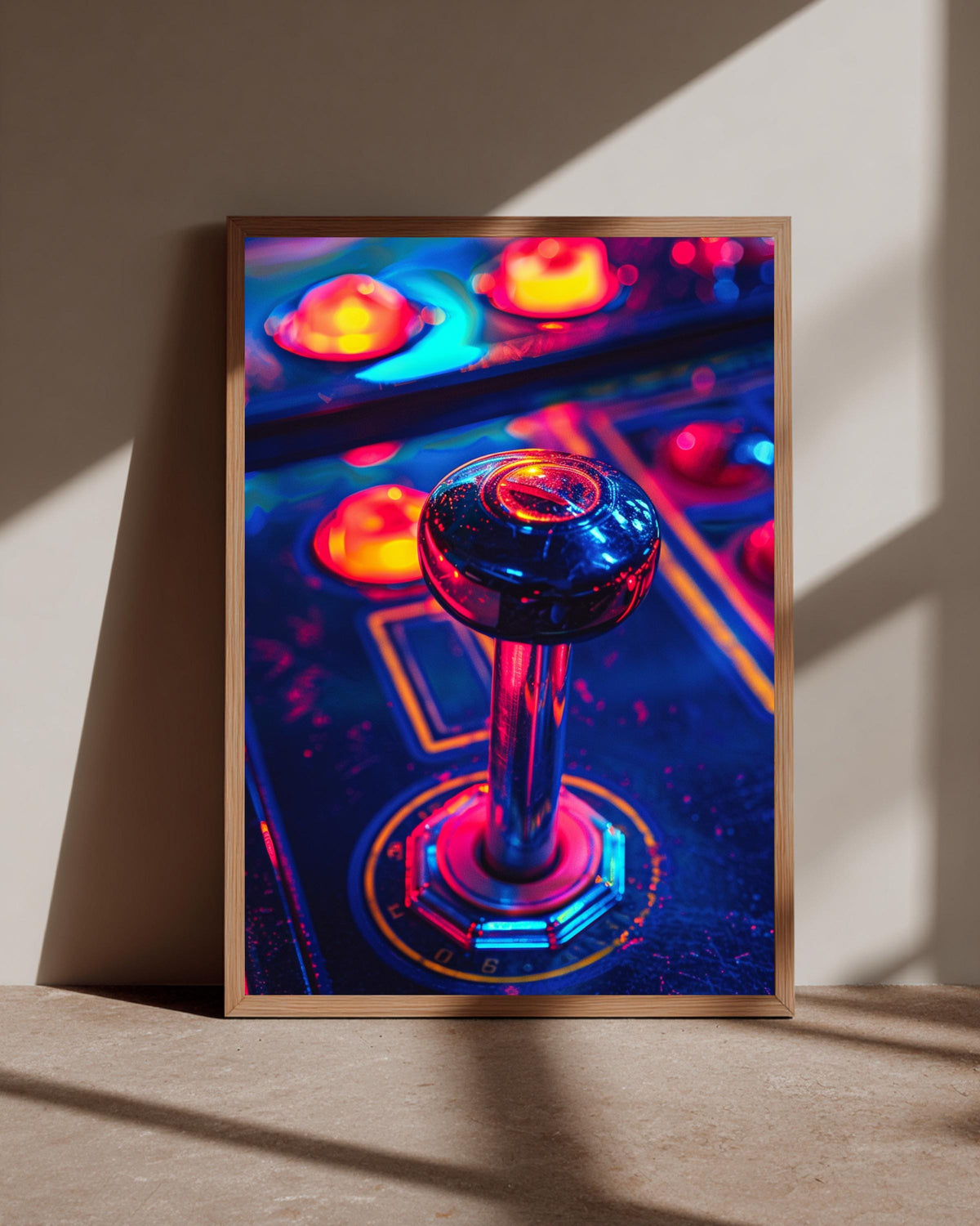 Retro Gaming Print, Neon Arcade Joystick Poster, Gamer Gift, Framed Unframed or Digital
