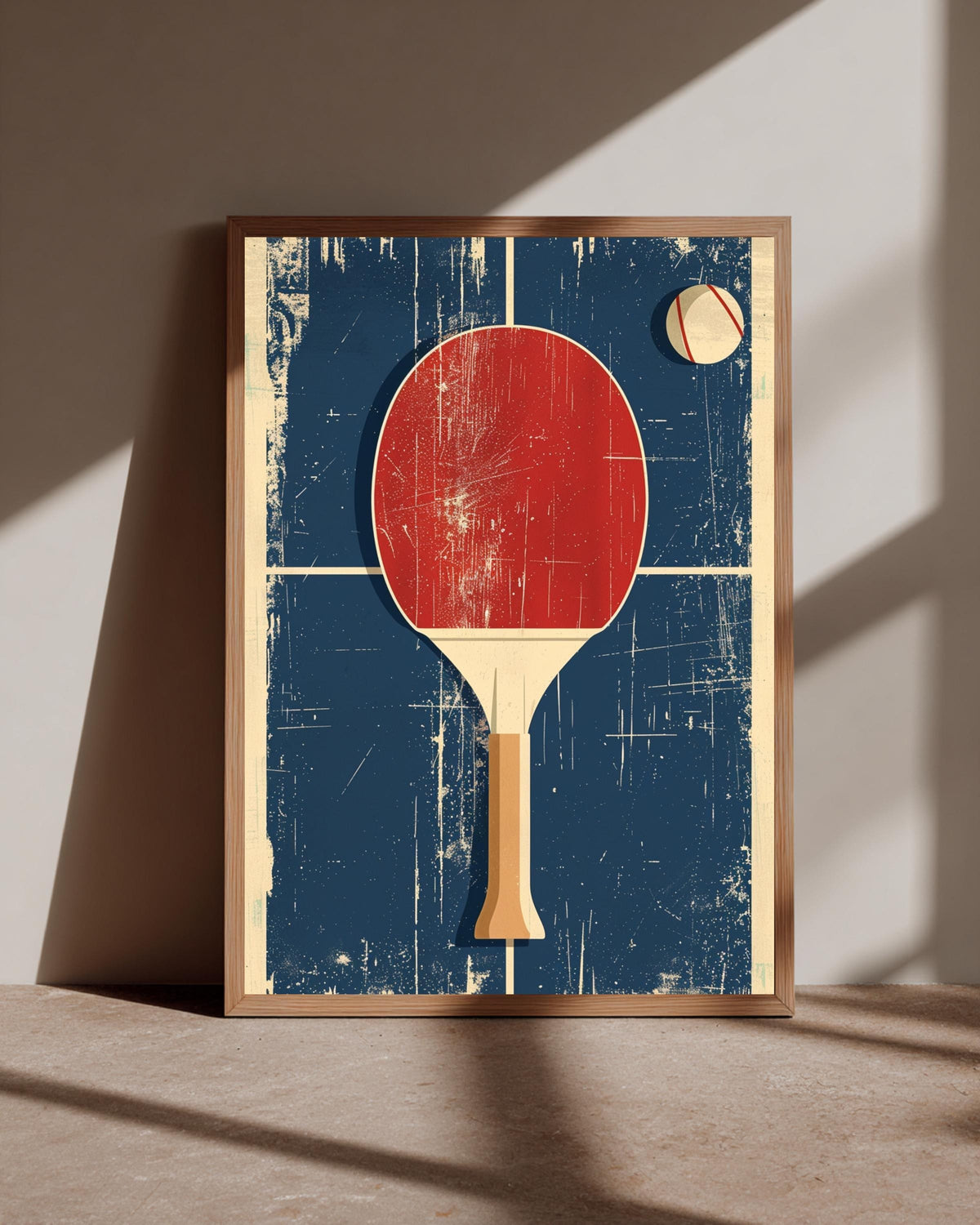 Retro Ping Pong Art, Vintage Table Tennis Paddle Poster, Framed Unframed or Digital