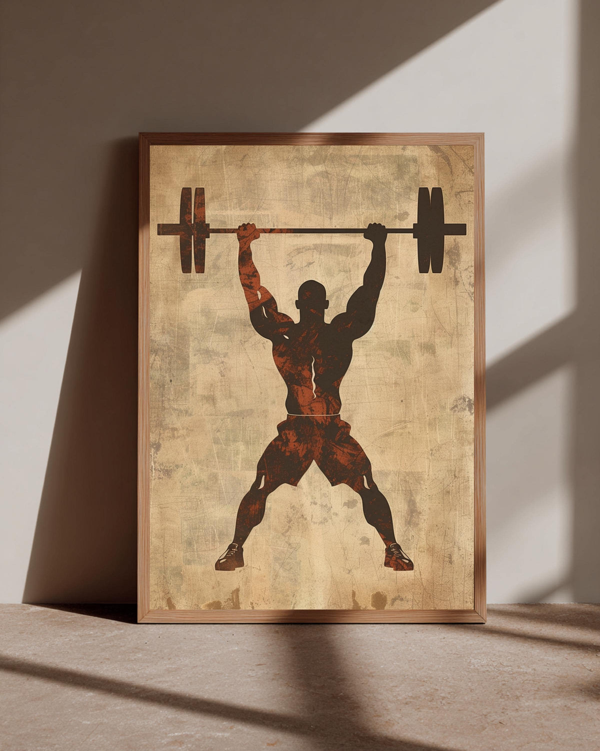 Retro Gym Wall Art, Vintage Weightlifter Barbell Poster, Motivational Print, Framed Unframed or Digital