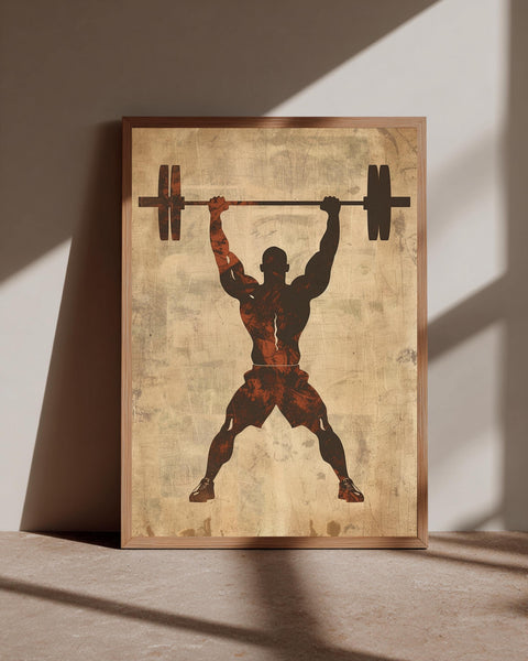Retro Gym Wall Art, Vintage Weightlifter Barbell Poster, Motivational Print, Framed Unframed or Digital