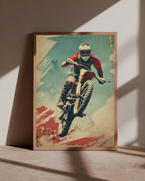 Retro Motocross Art, Vintage Dirt Bike Poster, Framed Unframed or Digital