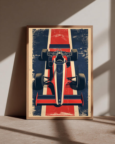 Retro Racing Car Art, Vintage Formula 1 Poster, Mid Century Print, Framed Unframed or Digital
