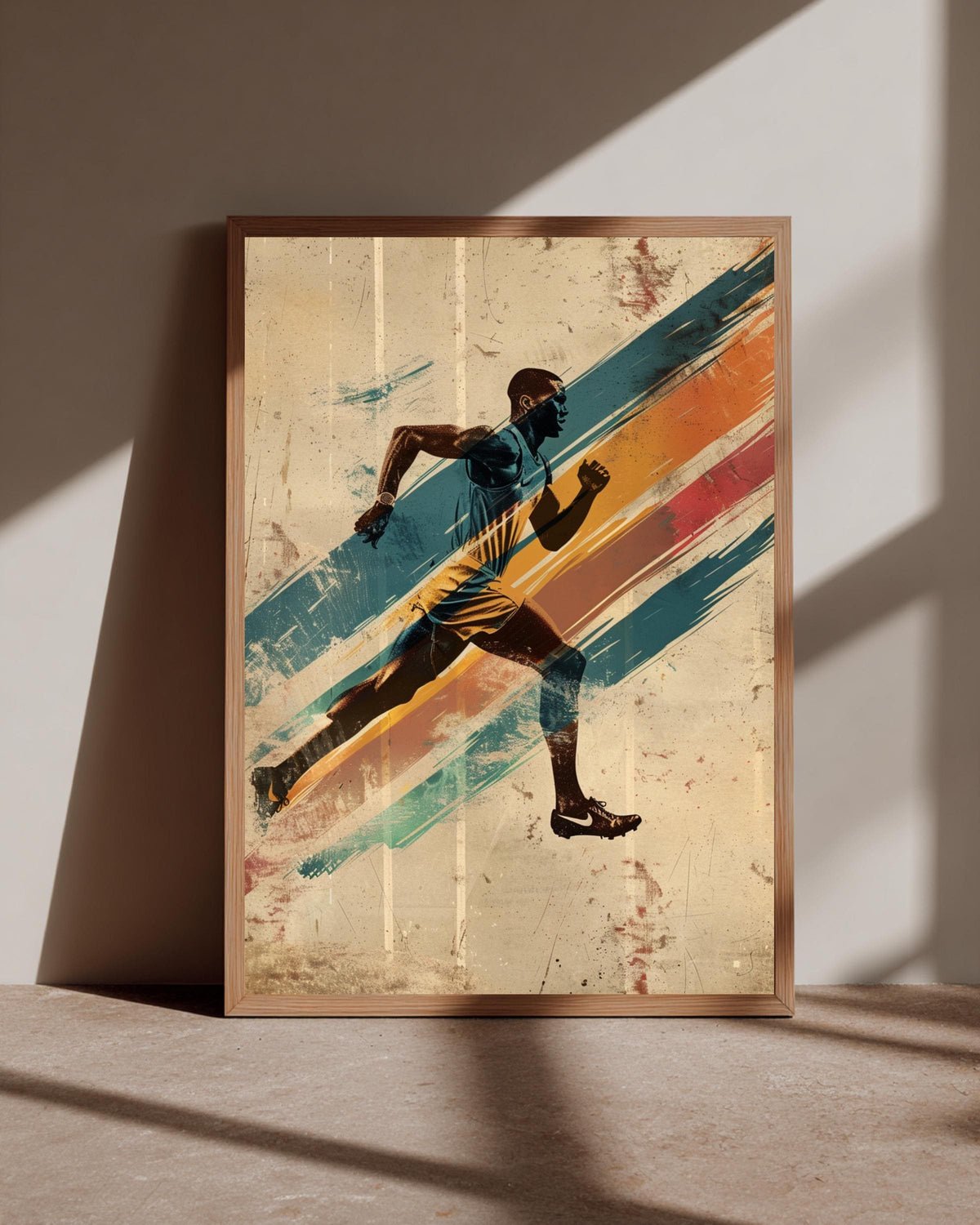 Retro Sports Poster, Vintage Track Runner, Motivational Sprinting, Framed Unframed or Digital