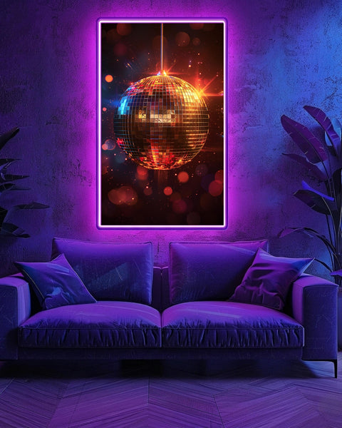 Retro Disco Ball Art, Vintage 70s Dance Floor Print, Framed Unframed or Digital