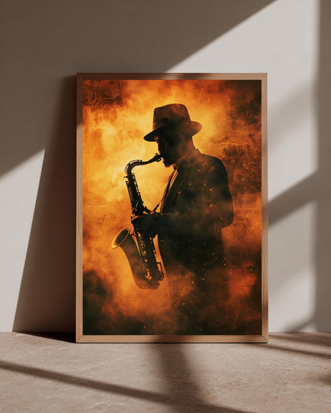 Jazz Saxophone Art, African American Music Print, Retro Noir, Framed Unframed or Digital