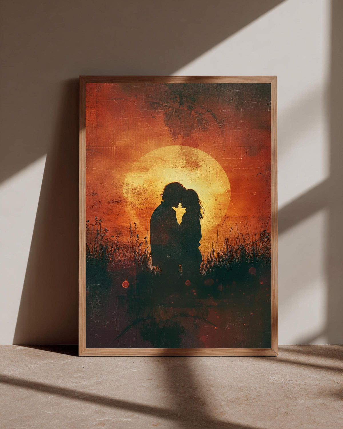 Retro Movie Poster, 1970s Romantic Drama Sunset Couple Print, Framed Unframed or Digital