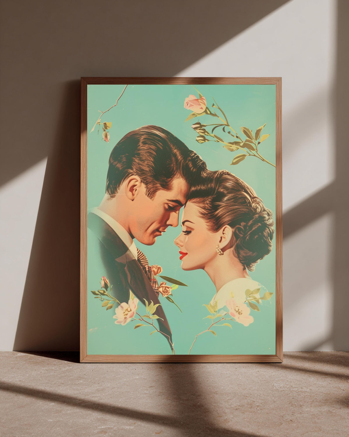 Retro Wall Art, 1950s Romantic Couple, Vintage Love Poster, Framed Unframed or Digital