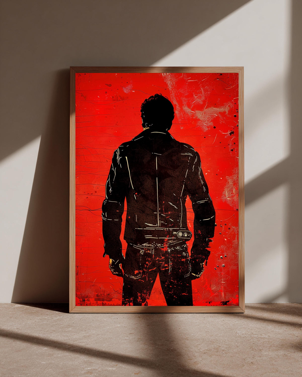 Retro Biker Poster, Outlaw Leather Jacket Silhouette, Hypebeast Decor, Framed Unframed or Digital