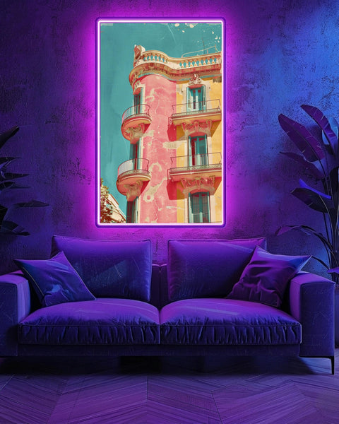 Retro Travel Poster, Barcelona Gaudi Building Print, Vintage City Decor, Framed Unframed or Digital