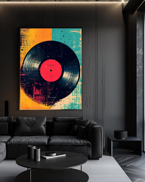 Retro Vinyl Record Art, Bold Pop Music Poster, Vintage 1960s Print, Framed Unframed or Digital
