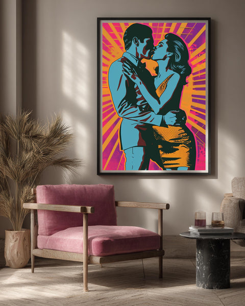 Retro Dancing Couple, Pop Art Print, Vintage Disco Poster, Framed Unframed or Digital