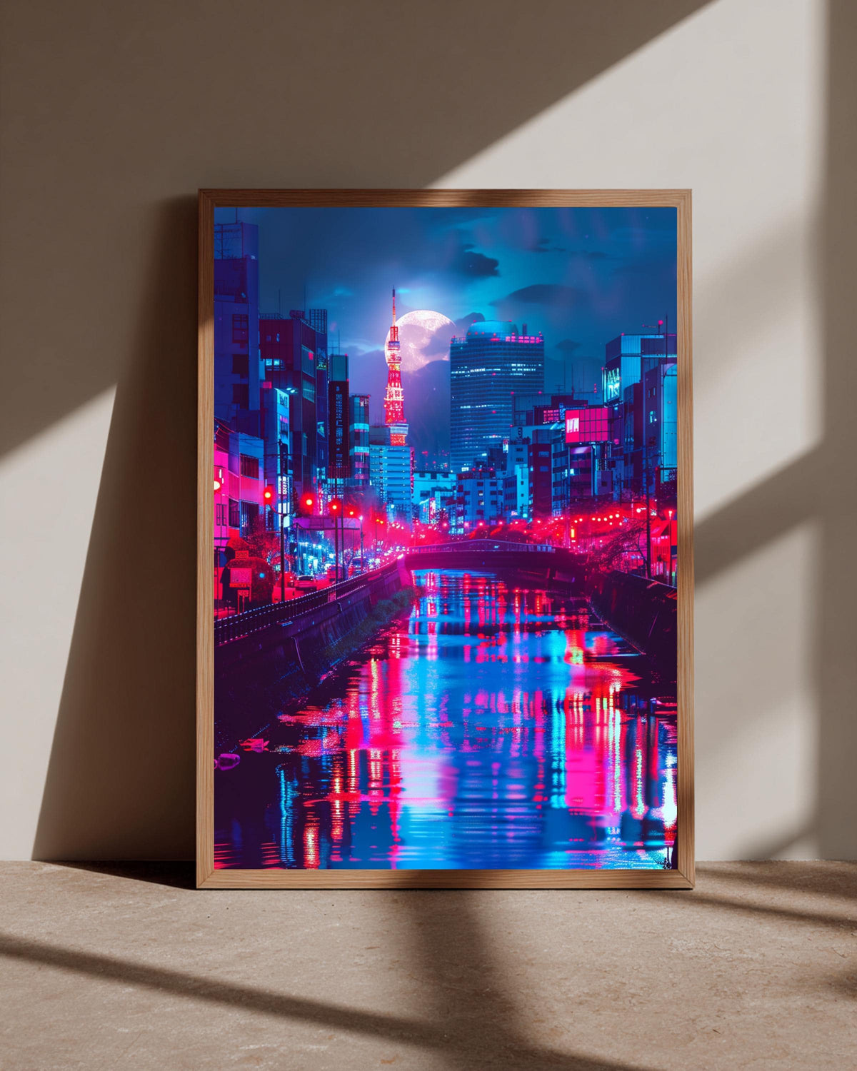 Tokyo Neon Print, Cyberpunk Japan Skyline, Synthwave Retro Poster, Framed Unframed or Digital