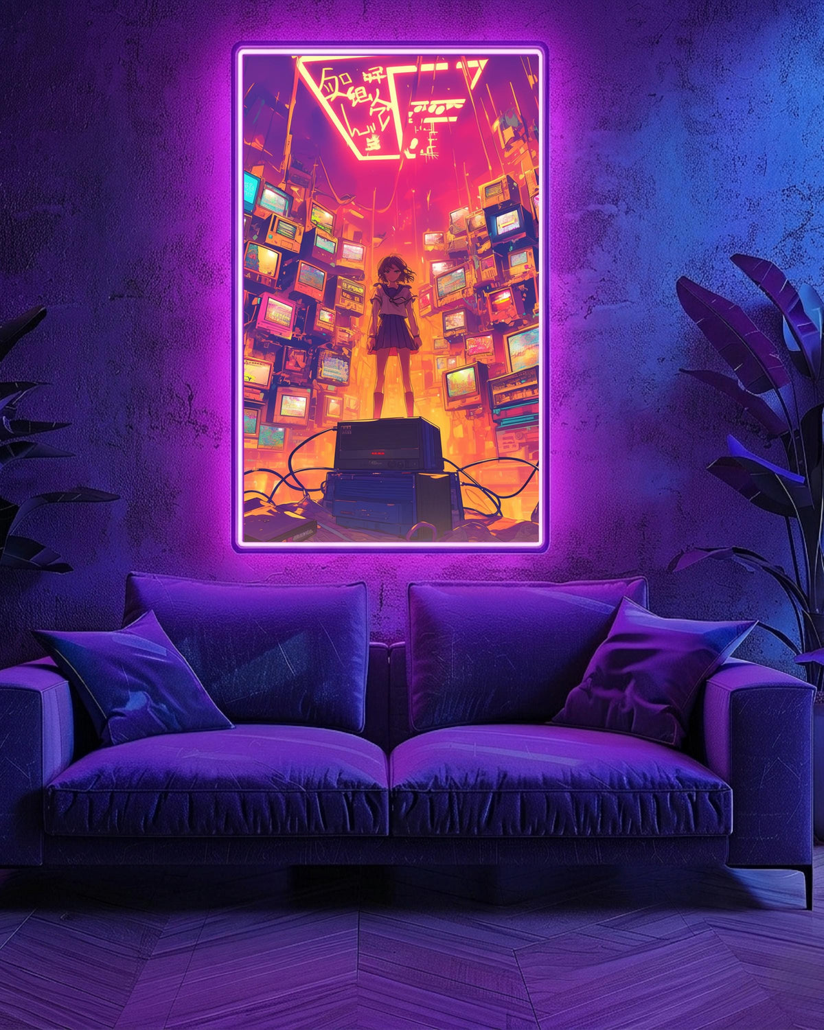 Retro Anime Wall Art, 90s VHS Rental Store Print, Neon Gamer Poster, Framed Unframed or Digital