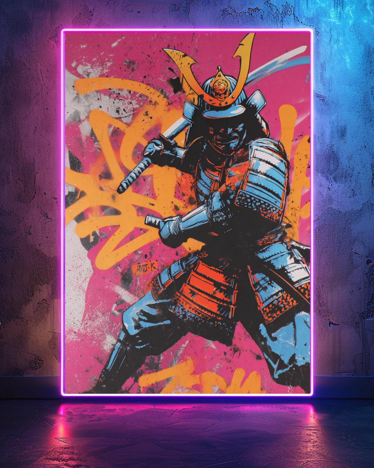 Graffiti Samurai Art, Bold Street Warrior Japanese Print, Hypebeast Decor, Framed Unframed or Digital