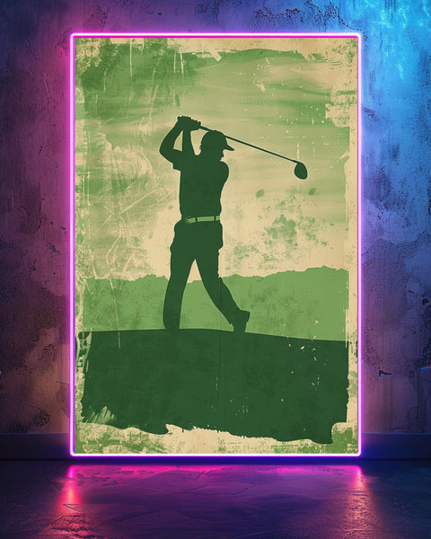 Retro Golf Poster, 1950s Vintage Golfer Wall Art, Country Club Swing Illustration, Mid Century Sports Print Gloss Decor